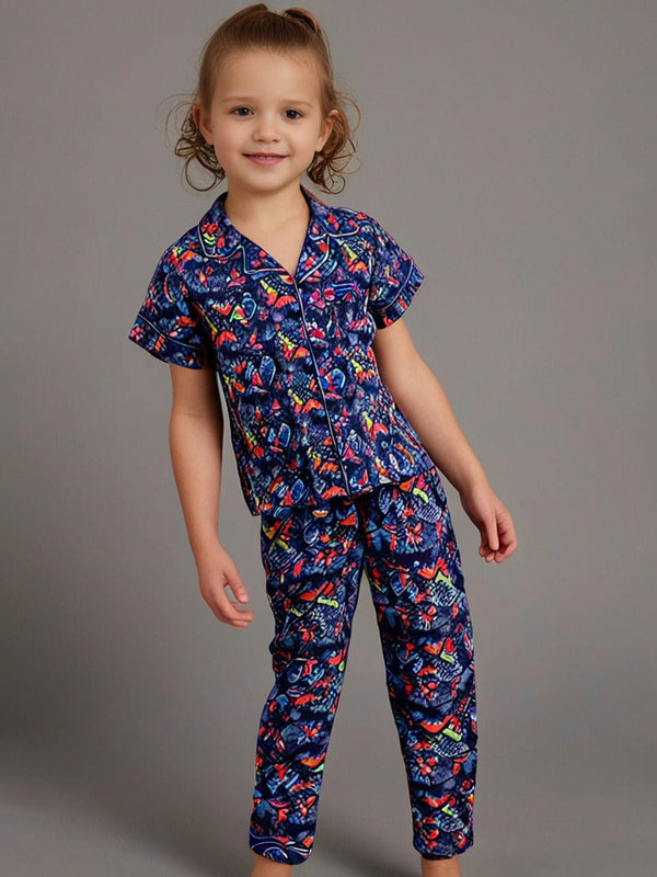 Kids klub cozy sleepwear breathable & light weight pajama set-animal; blue; multicolor