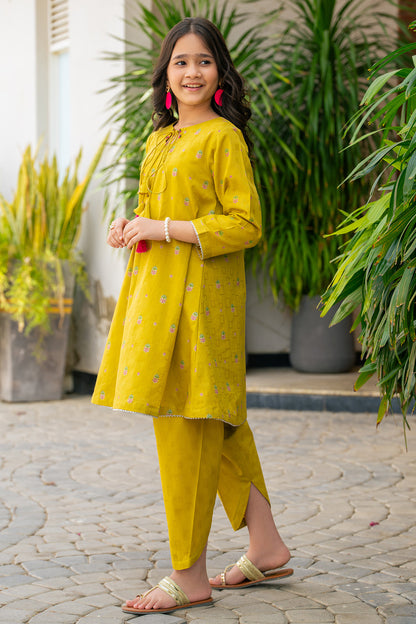 JK-PRT-002, TABLE PRINT ANGRAKHA FROCK AND STRAIGHT TROUSER