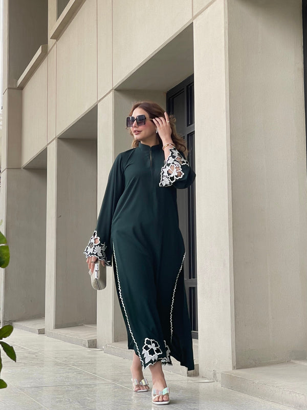 Manahils Stitched Dark Green Embroidered Two Pc