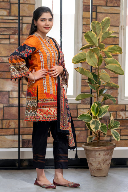 Girls Digital Printed Khaddar 3 Piece SKU: KHW-0009