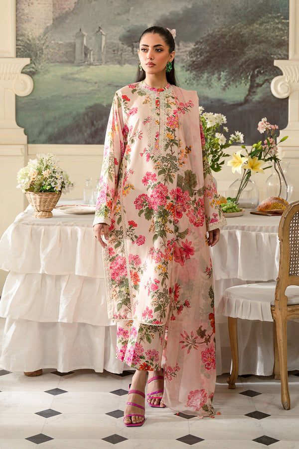 Fresco By Sheenora Stitched 3 Piece Lawn Edit Collection'2024-Musk Pink
