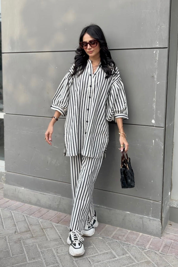 Urban Cut Women's Striped Cotton Co-Ord Set 2 Piece Suit