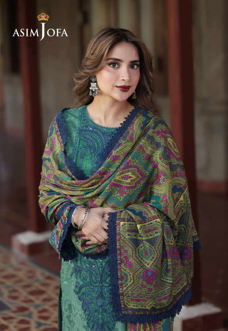 AJUW-24 EMBROIDERED VISCOSE 3 Pcs