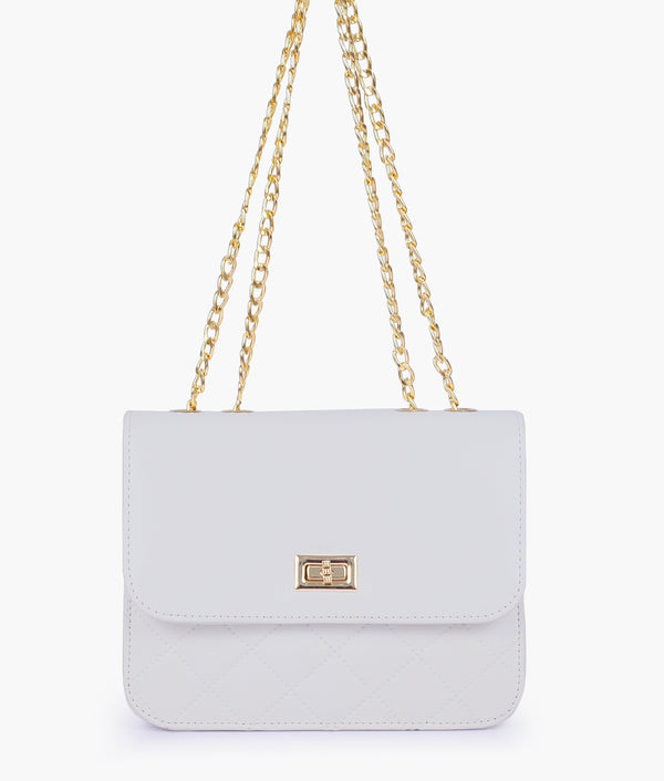RTW Creation - White quilted chain cross-body bag