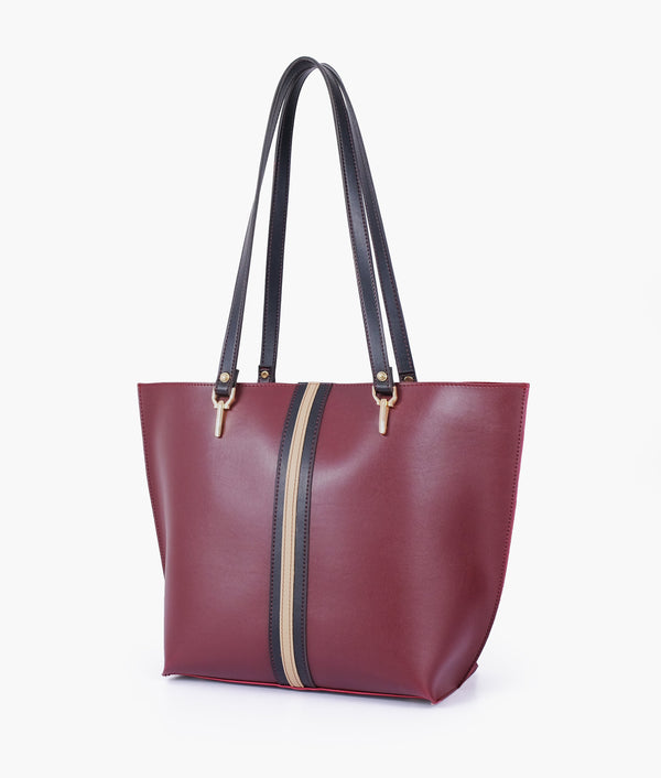 RTW Creation - Burgundy centre-stripe tote bag