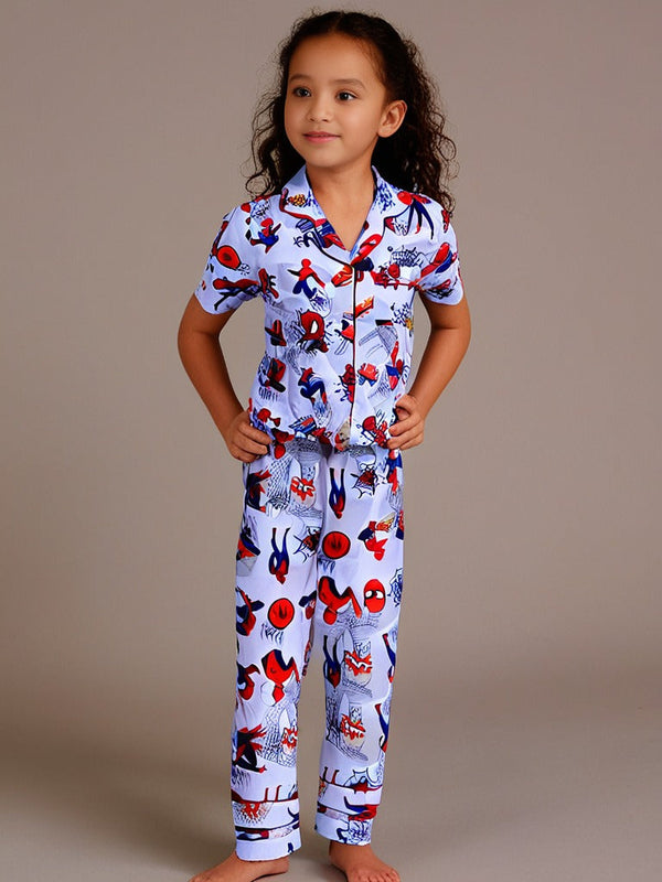 Kids klub cozy sleepwear breathable & light weight pajama set-white; multicolor