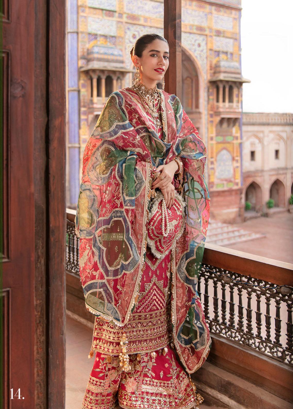 Zarlish by Mohsin Naveed Ranjha Embroidered Organza Suits Unstitched 3 Piece MNR22Z ZWU22-16 Naseebo Laal - Festive Collection