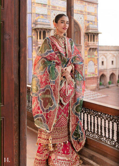 Zarlish by Mohsin Naveed Ranjha Embroidered Organza Suits Unstitched 3 Piece MNR22Z ZWU22-16 Naseebo Laal - Festive Collection