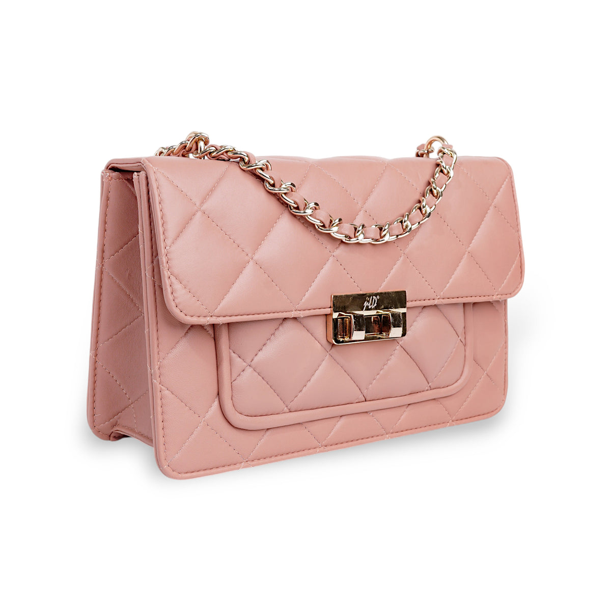 Flora Quilted Crossbody Leather Bag- tanbrown