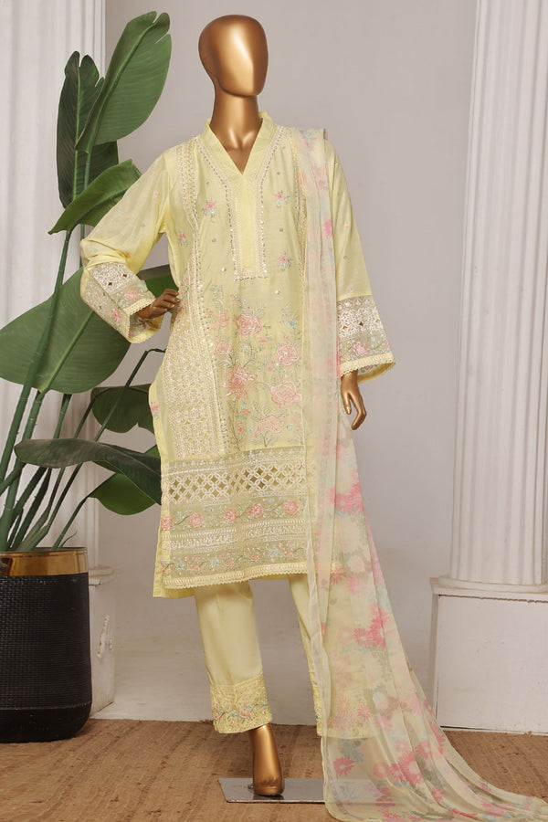 Bin Saeed Stitched 3 Piece Luxury Collection'2025-OWCS-2304-Yellow