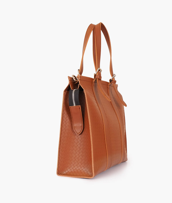 RTW Creation - Brown weaved laptop bag with sleeve