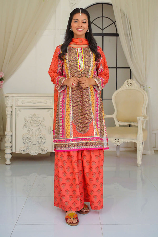 Ochre Clothing Girls Full Suits Swiss Lawn Digital Printed 3 Pc Suit