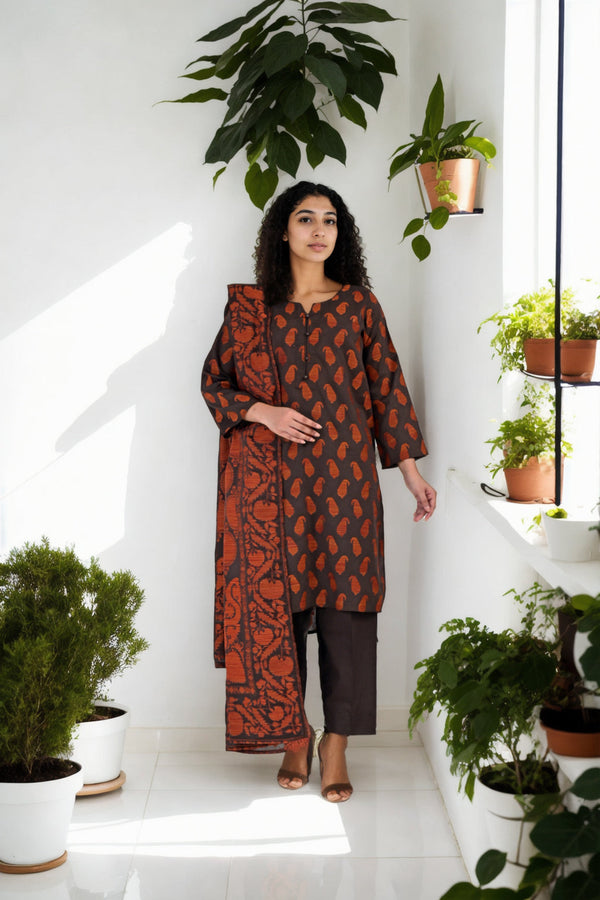 Jacquard Lawn 3pc Stitched-2