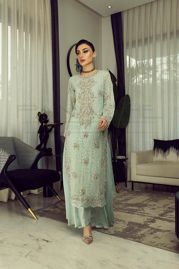 Manahils Stitched Formals K-223-Sage Serenity