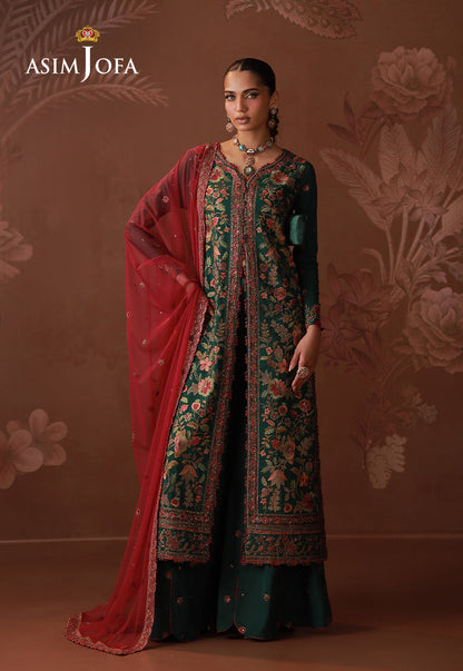 AJULD-08 Embroidered Spun Raw Silk Unstitched 3 Pcs