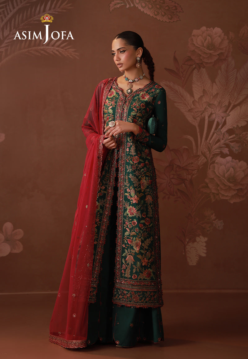 AJULD-08 Embroidered Spun Raw Silk Unstitched 3 Pcs
