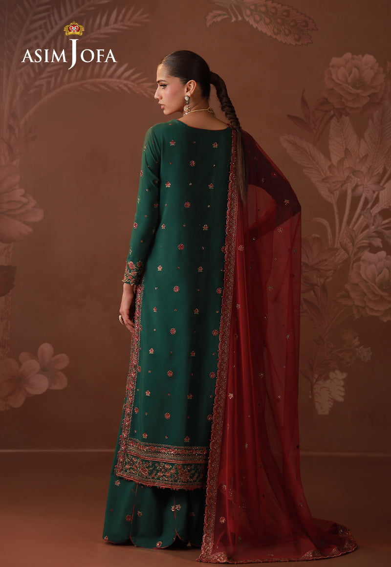 AJULD-08 Embroidered Spun Raw Silk Unstitched 3 Pcs
