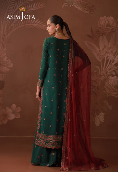 AJULD-08 Embroidered Spun Raw Silk Unstitched 3 Pcs