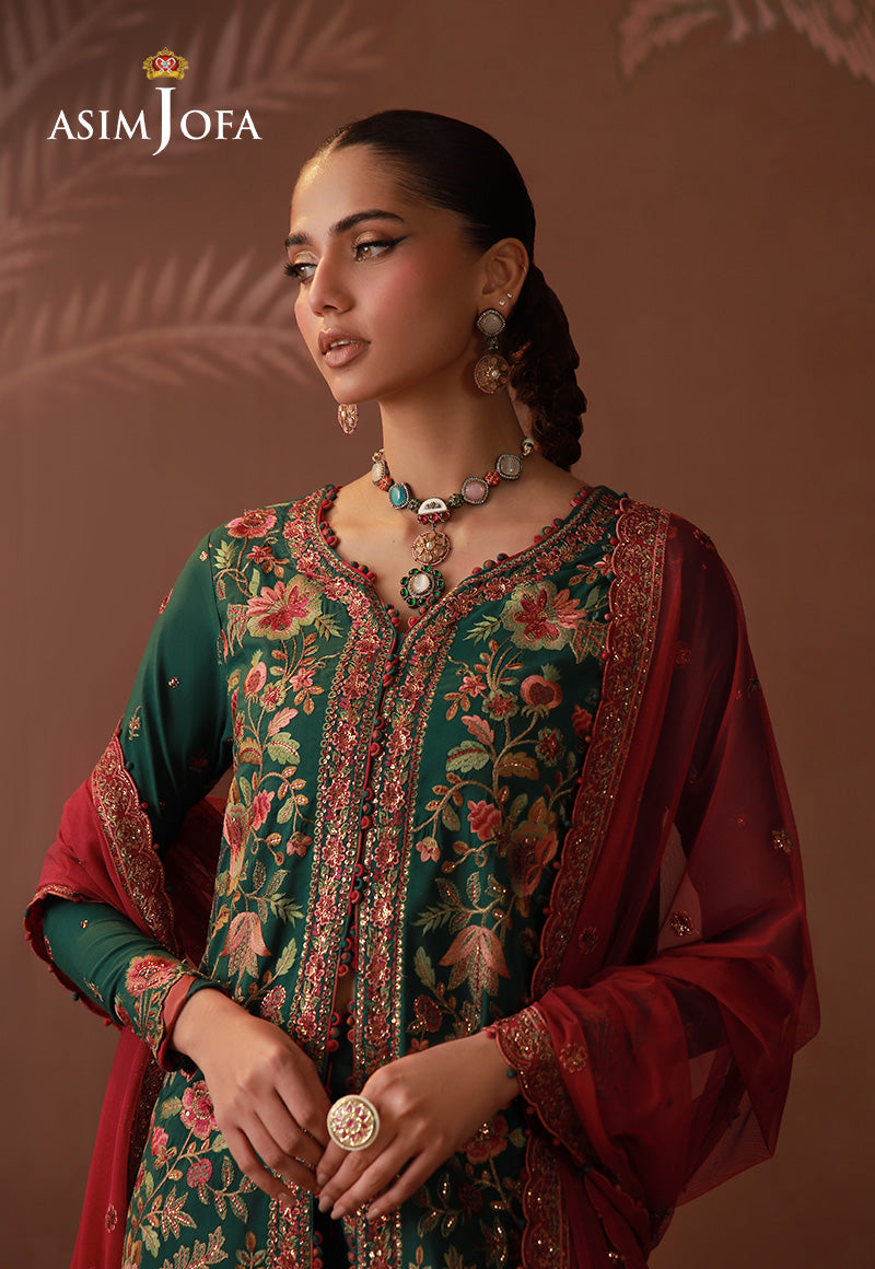 AJULD-08 Embroidered Spun Raw Silk Unstitched 3 Pcs