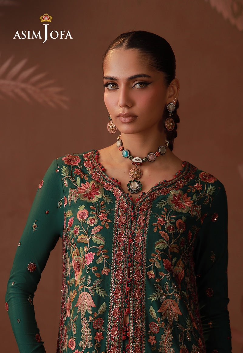 AJULD-08 Embroidered Spun Raw Silk Unstitched 3 Pcs