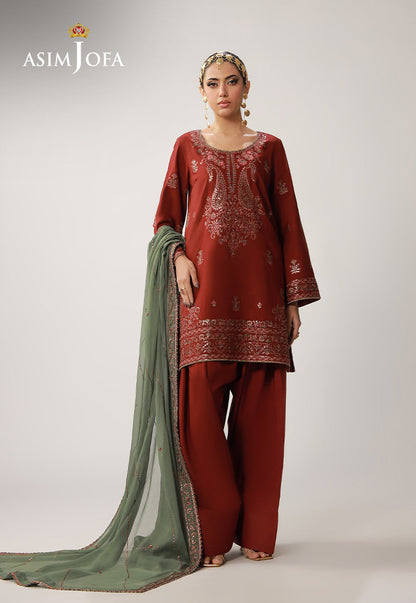 AJULO-05 Embroidered Boski Silk Unstitched 3 Pcs