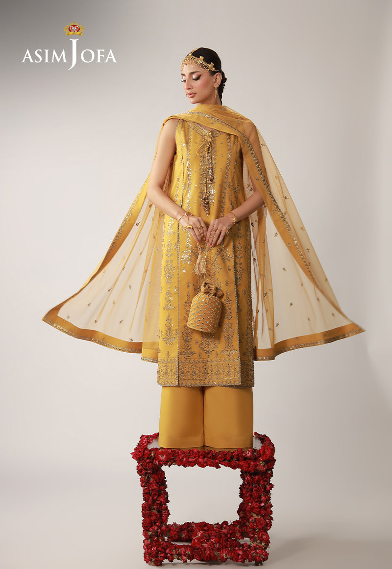 AJULO-09 Embroidered Boski Silk Unstitched 3 Pcs