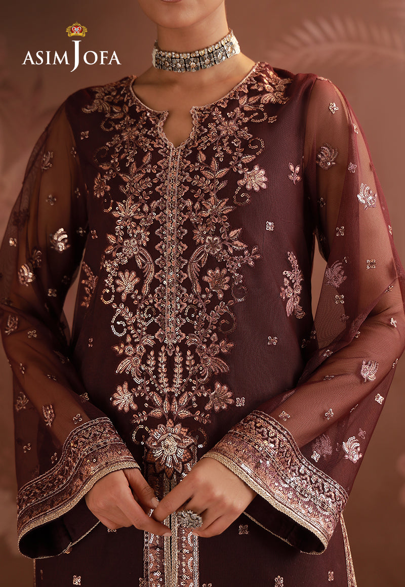 AJULD-07 Embroidered Poly Net Unstitched 3 Pcs
