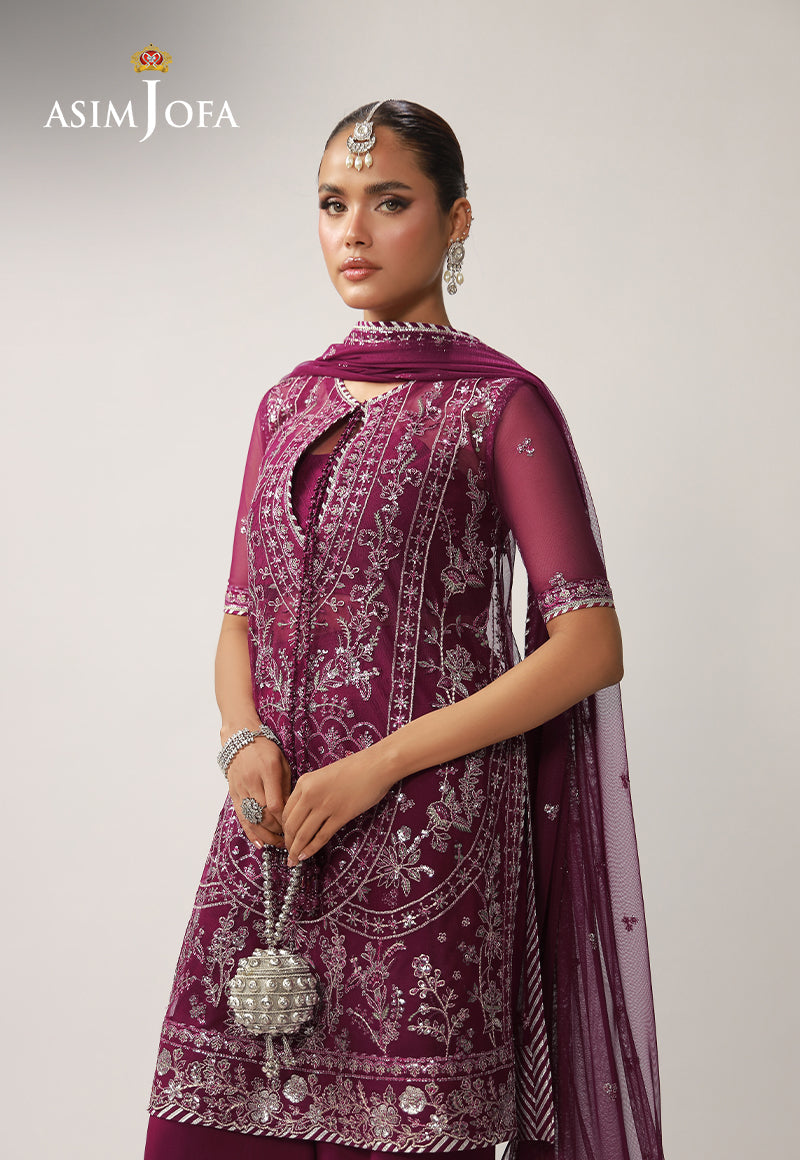 AJULO-04 Embroidered Net Unstitched 3 Pcs