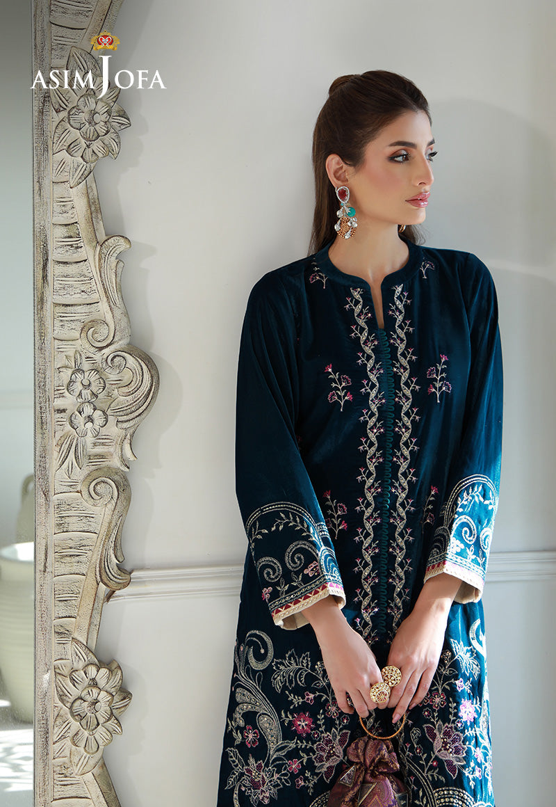 AJVG-09 EMBROIDERED VELVET STITCHED 2PC