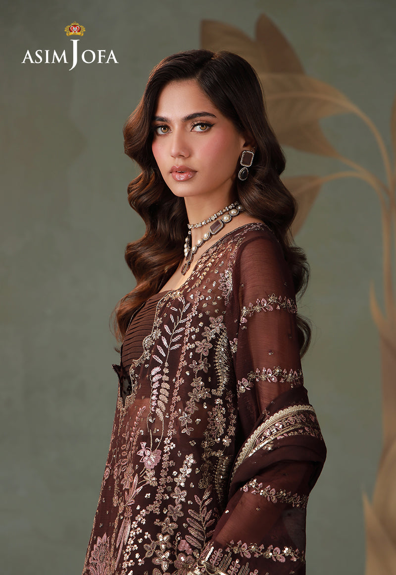 AJULD-12 Embroidered Chiffon Unstitched 3 Pcs
