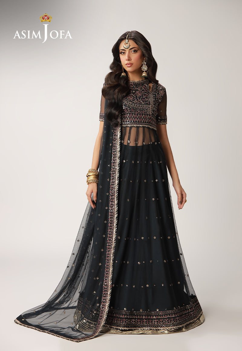 AJULO-02 Embroidered Net Unstitched 3 Pcs