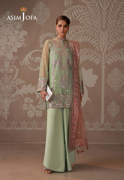 AJULD-10 Embroidered Poly Net Unstitched 3 Pcs