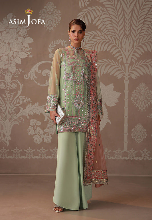 AJULD-10 Embroidered Poly Net Unstitched 3 Pcs
