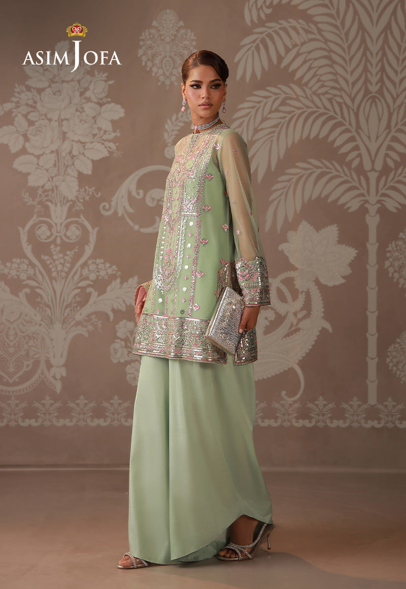 AJULD-10 Embroidered Poly Net Unstitched 3 Pcs