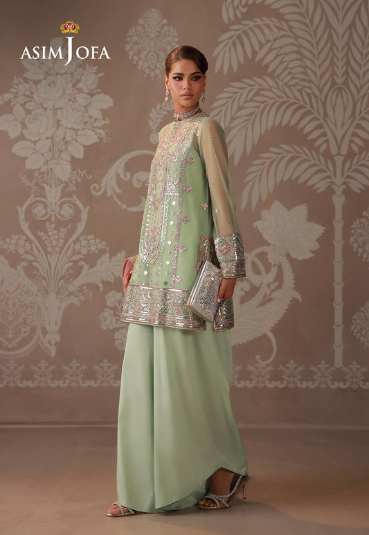 AJULD-10 Embroidered Poly Net Unstitched 3 Pcs