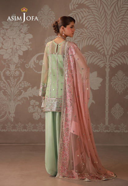 AJULD-10 Embroidered Poly Net Unstitched 3 Pcs