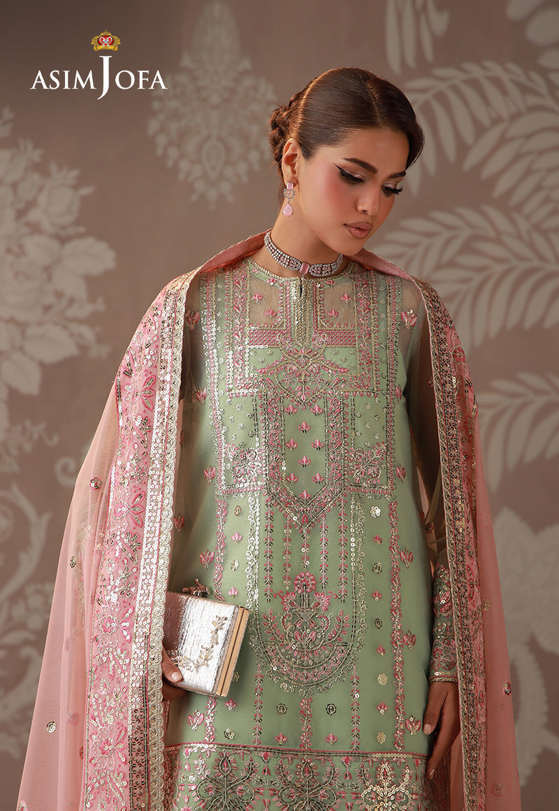 AJULD-10 Embroidered Poly Net Unstitched 3 Pcs