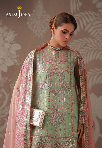AJULD-10 Embroidered Poly Net Unstitched 3 Pcs