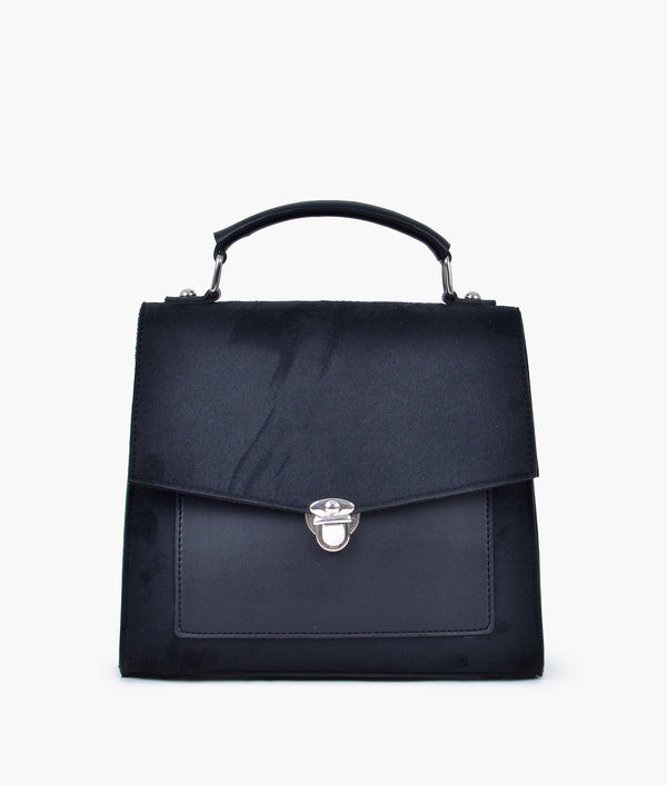 RTW Creation - Black suede push-lock messenger bag