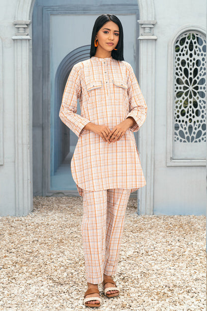 2 pc Cotton Yarn Dyed Check Stylish Kurta Suit TG-013