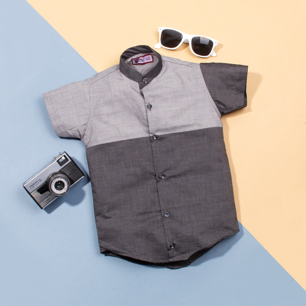 Tomo Wear Baby Boy Grey Double Shade Half Sleeve Shirt