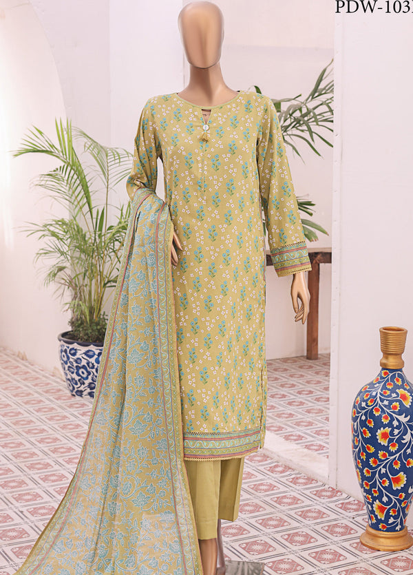 HZ Textile Premium Daily Wear Printed 3 Piece Unstitched Suit HZ25PDW D-103B
