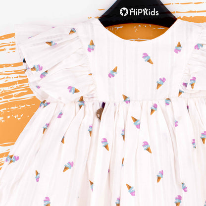 Baby Girl Ice Cream Print Cotton Frock
