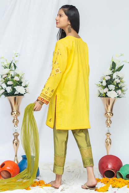 3PCS Jacquard Suit Shirt, Dupatta & Cotton Trouser SKU: EMB-037