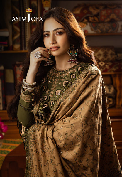 AJKT-07 EMBROIDERED SLUB RAW SILK 3 PCS