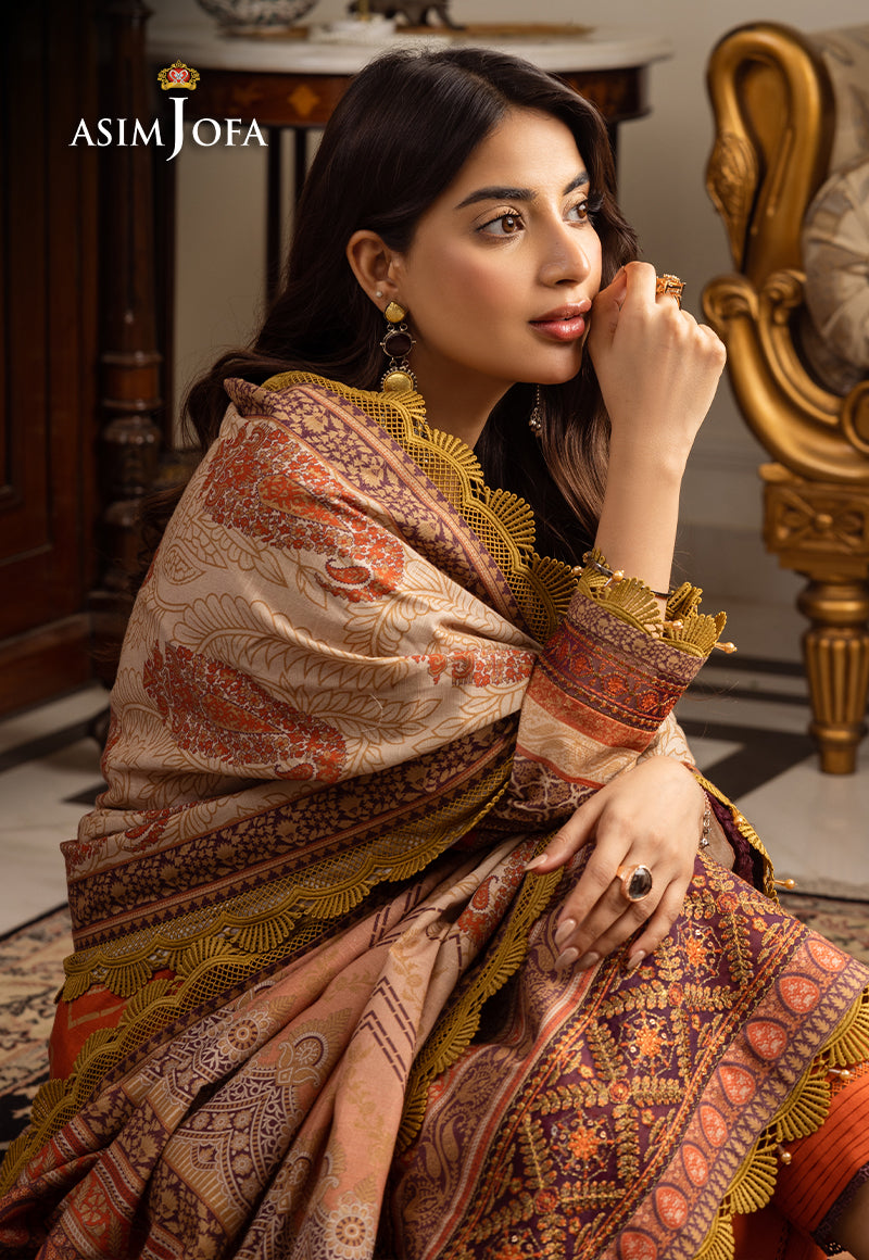 AJIWP-12 EMBROIDERED KHADDAR STITCHED 3 PCS