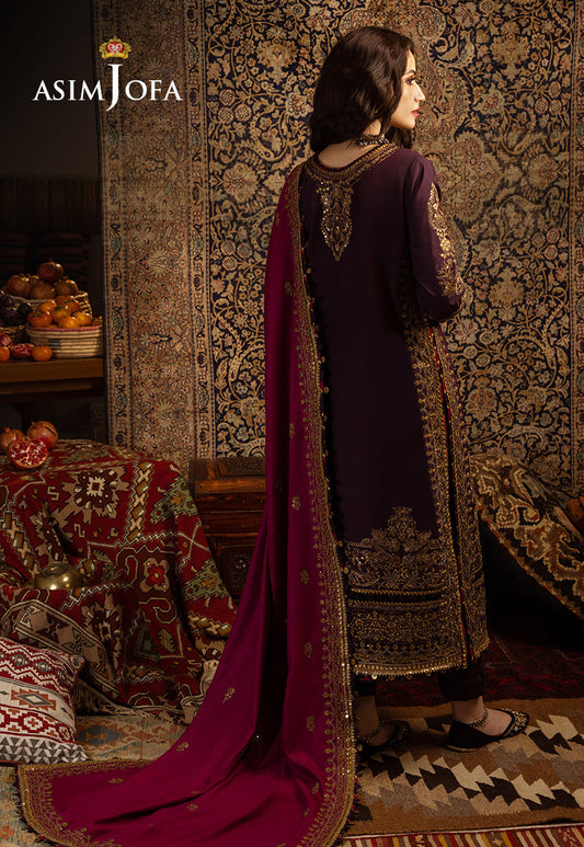 AJKT-05 EMBROIDERED SLUB RAW SILK 3 PCS
