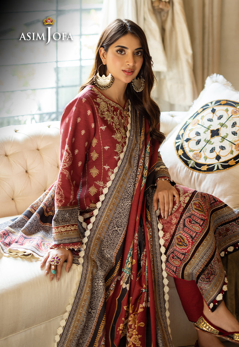 AJIWP-02 EMBROIDERED KHADDAR STITCHED 3 PCS