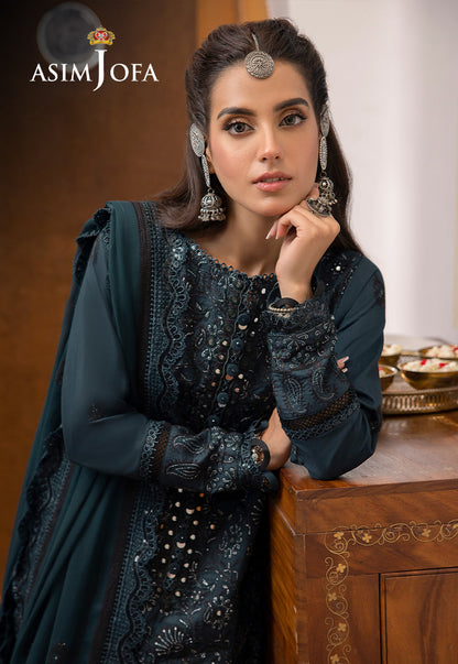AJSW-13 EMBROIDERED LAWN SILK 3 PCS