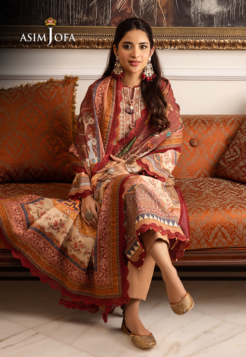 AJIWP-10 EMBROIDERED KARANDI STITCHED 3 PCS